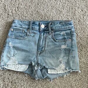 American Eagle Outfitters Light Blue Distressed Jean Shorts